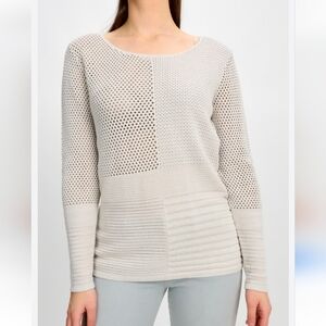 Orly Sweater pale gray open weave with metallic thread